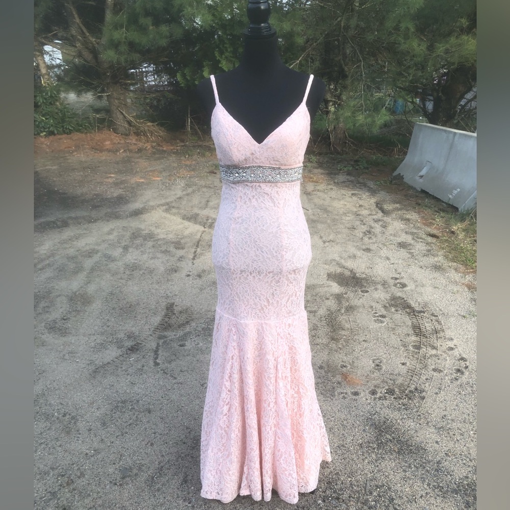 Sequin Hearts Pink Prom Dress